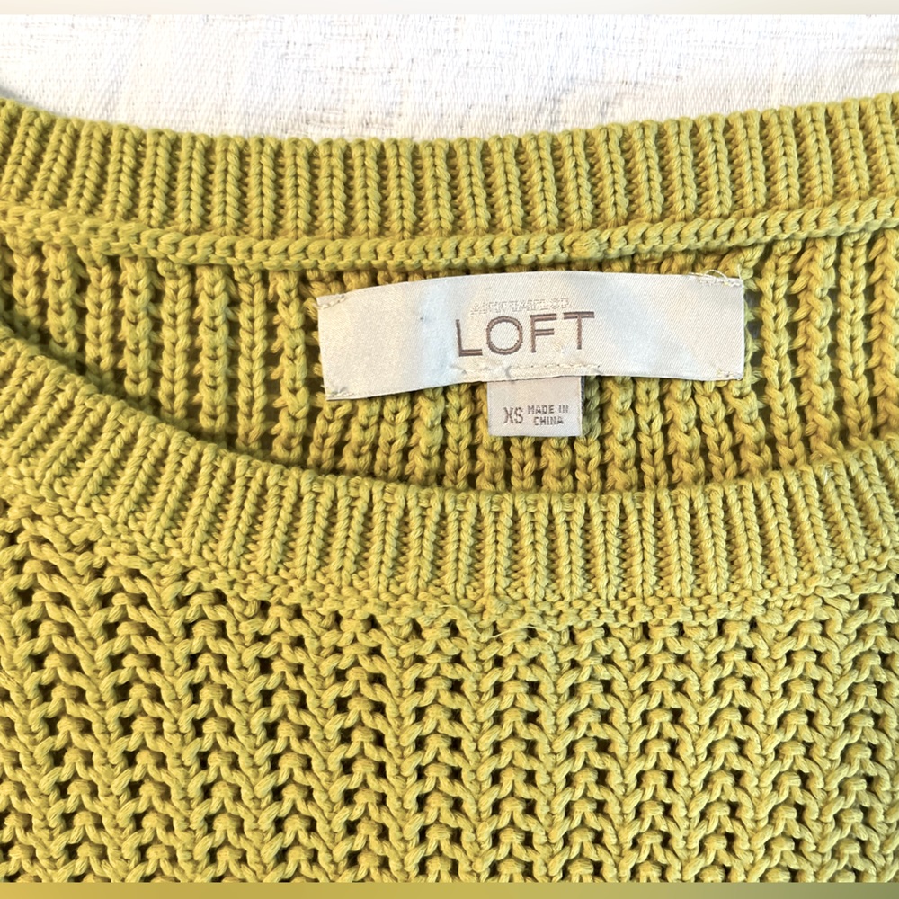LOFT Chartreuse Open Weave Sweater